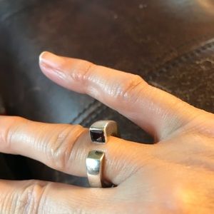 SS ring with a Genuine garnet stone